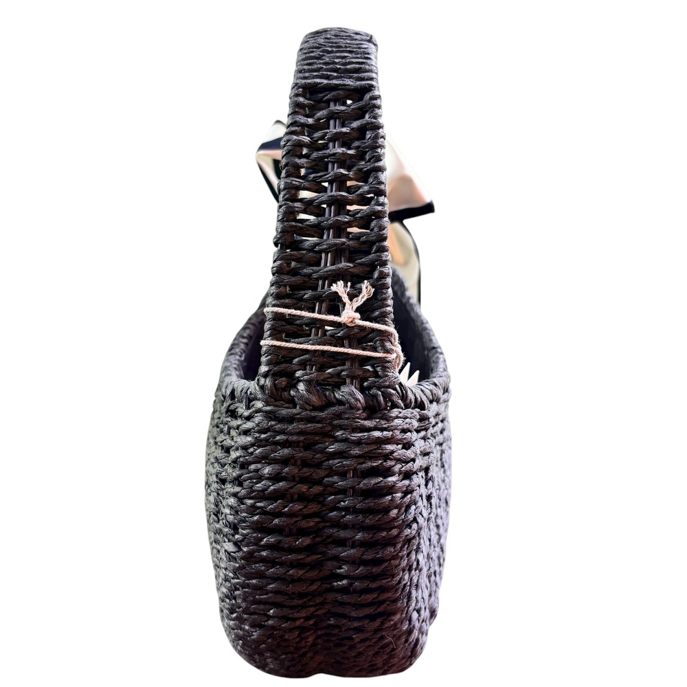 A New Day Woven Hobo Bag Purse Handbag Black Beige‎ Scarf Accent New with Tags - Picture 6 of 10